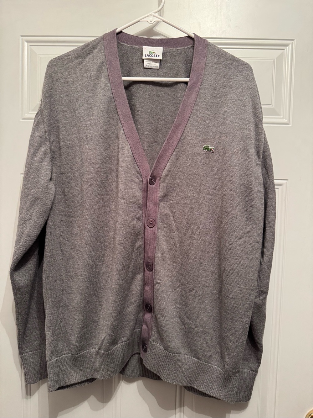 Lacoste Men’s Cardigan seater gray size 7 / XXL